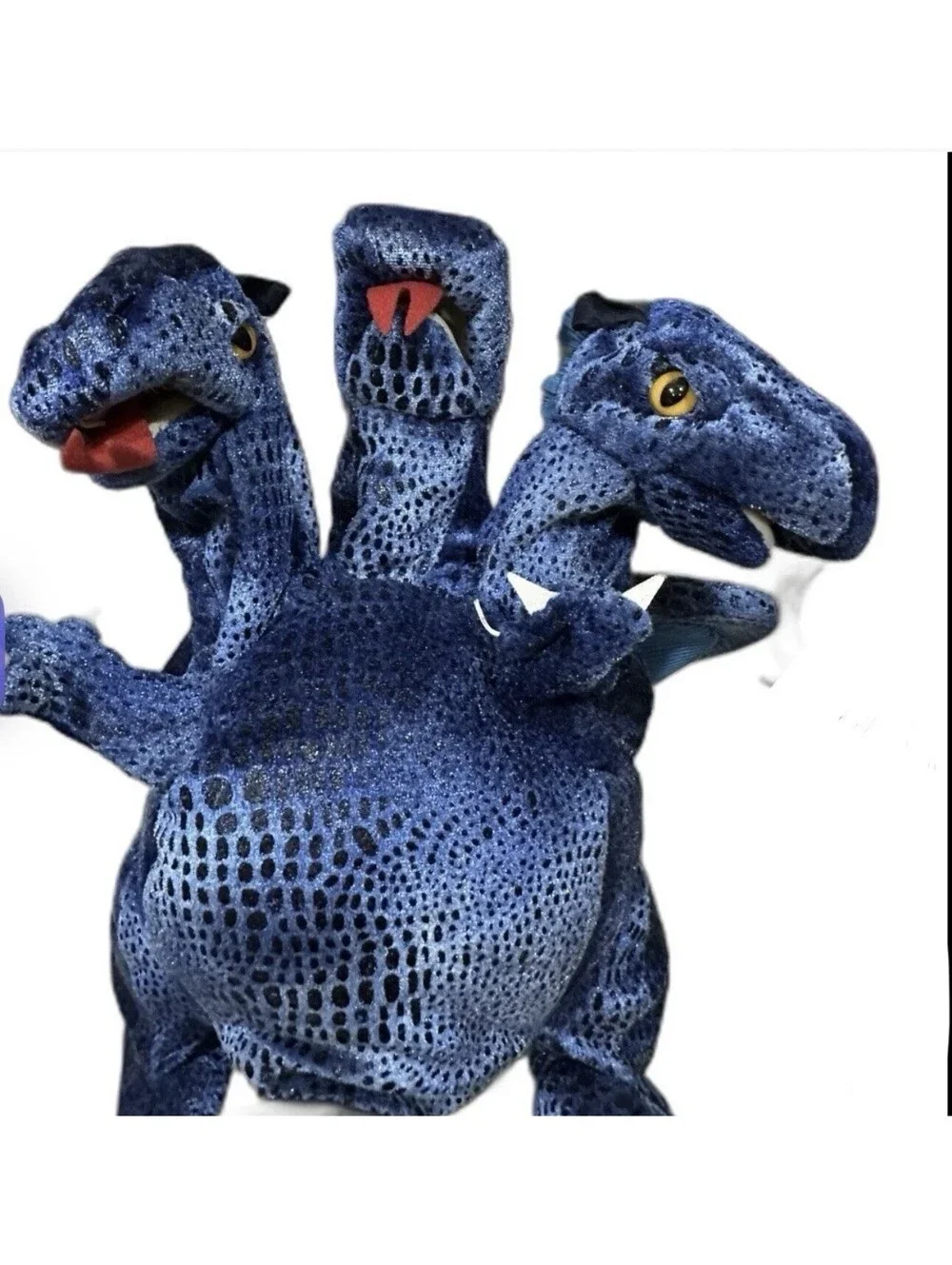 Folkmanis Blue 3-Headed  Plush Dragon Puppet 12 in